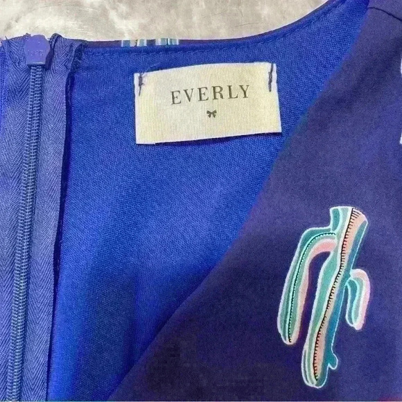 Everly Women's Cactus Print Skater Dress Size Small Sleeveless Tie Neck Lined - Picture 9 of 11